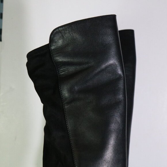 Tory Burch Marsden Over the Knee Boots Womens 7.5 Black Suede Leather Two Tone - Picture 9 of 11
